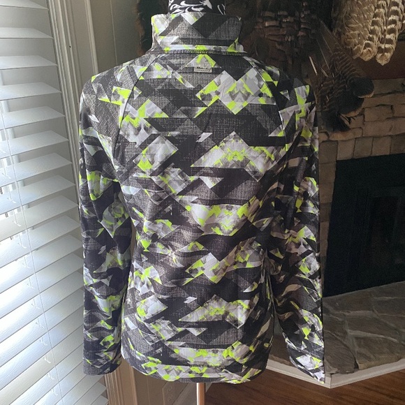 Fila Running Quarter Zip Jacket Green/Gray Abstract Geometric Small Fila Sport - Picture 4 of 11